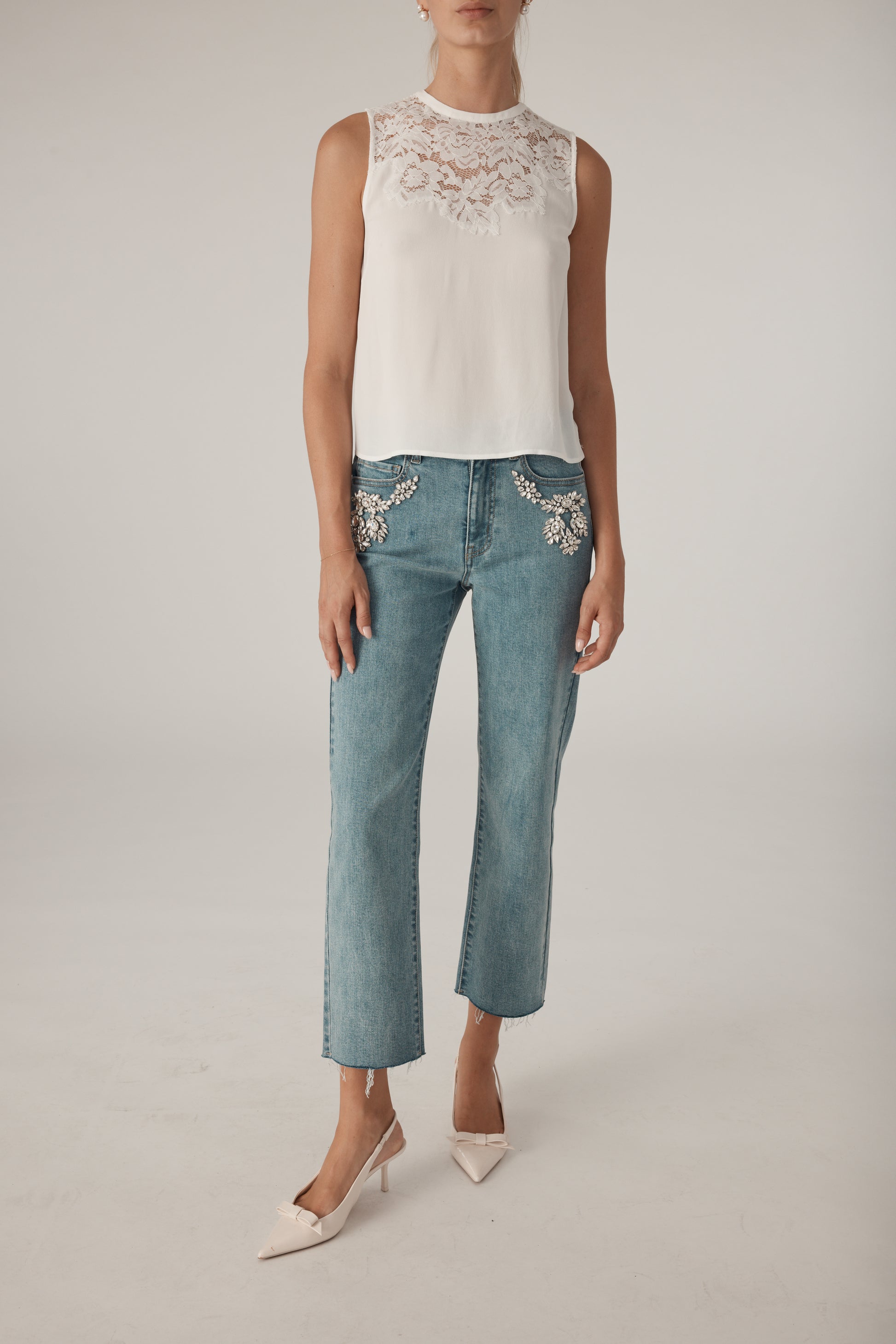 Generation Love LAURIE LACE COMBO TANK at Romi Boutique
