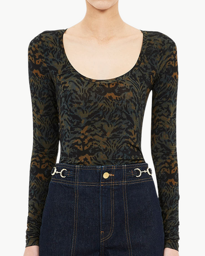 ARIS JERSEY LONG SLEEVE U-NECK TOP IN DESERT JASPER