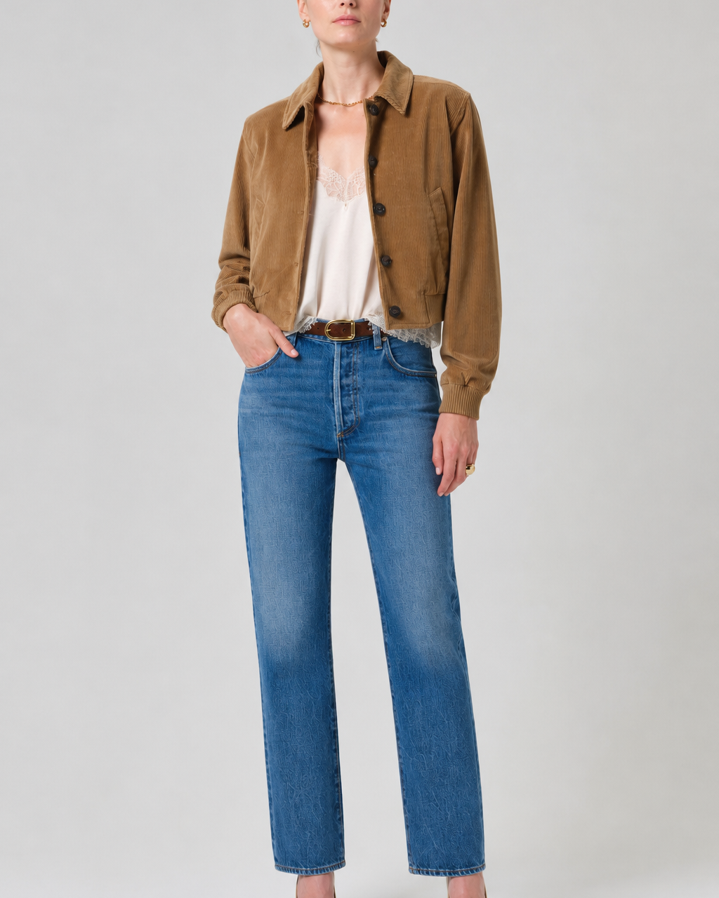 90s French High Rise Straight Jean