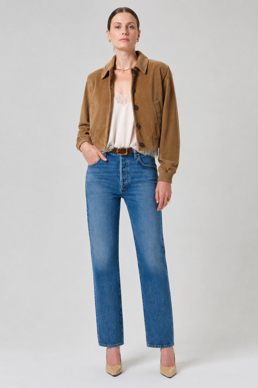 90s French High Rise Straight Jean