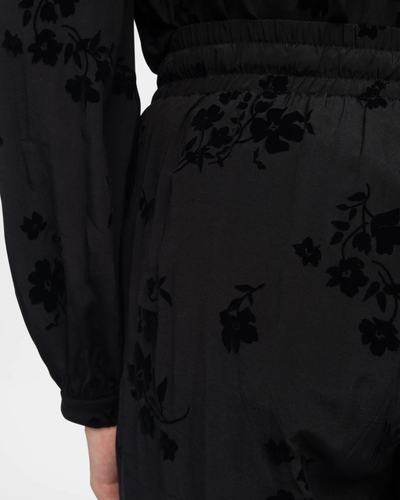 POMA SOFT FLOCK FLOWER PANTS IN BLACK
