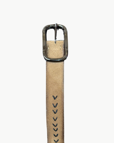 SYLVIA BELT IN TAN W/ BLACK STITCH - Romi Boutique