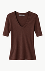 Enza Costa TEXTURED RIB HALF SLEEVE U at Romi Boutique