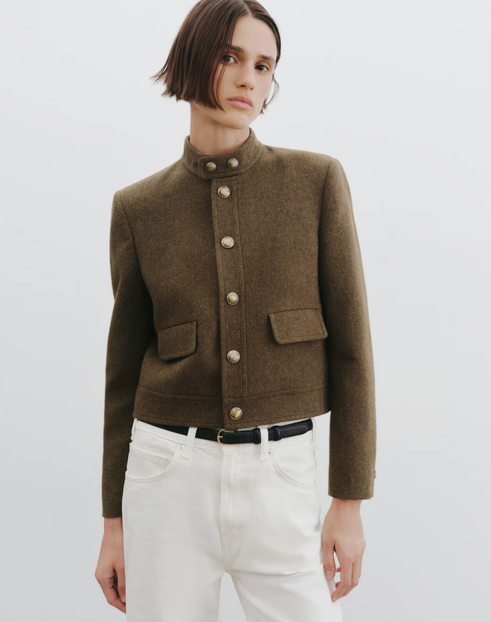 HADLEY CROPPED JACKET IN MOSS GREEN