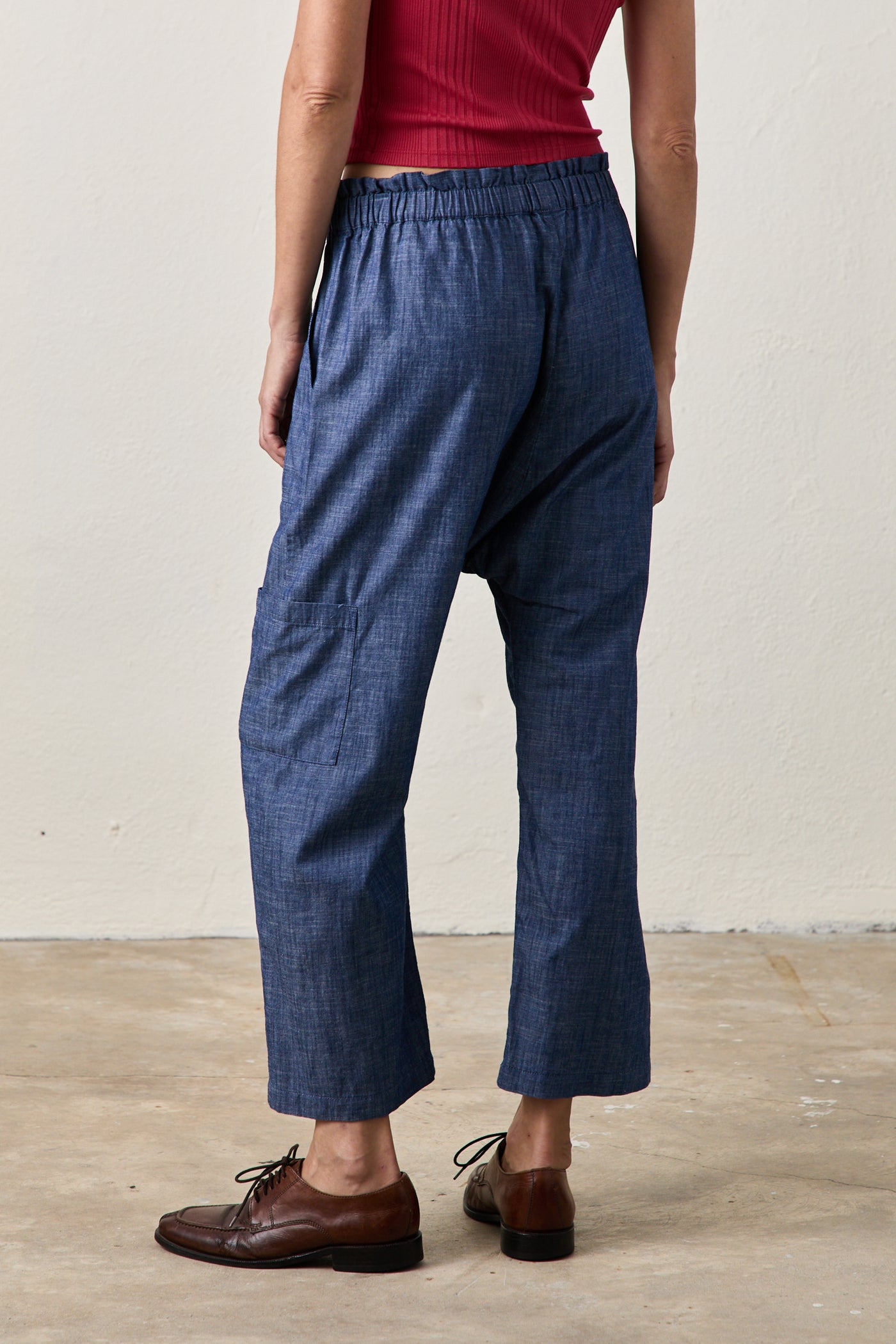 SHAILEY PAPERBAG WAIST PANTS IN INDIGO