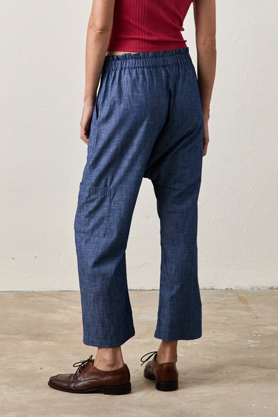 SHAILEY PAPERBAG WAIST PANTS IN INDIGO