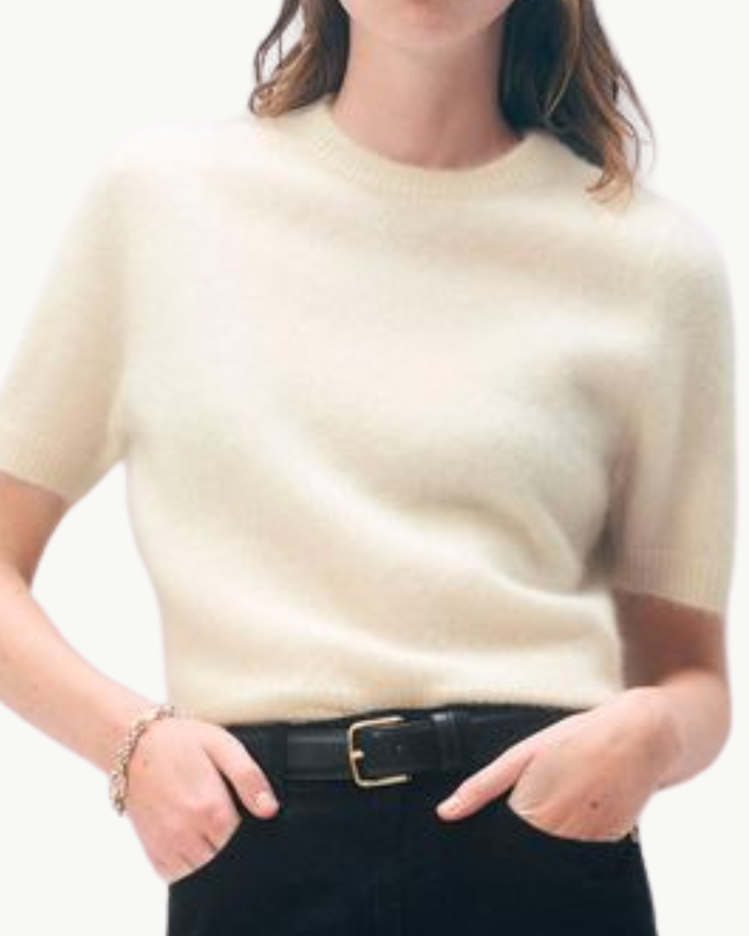 BRUSHED CASHMERE TEE IN IVORY