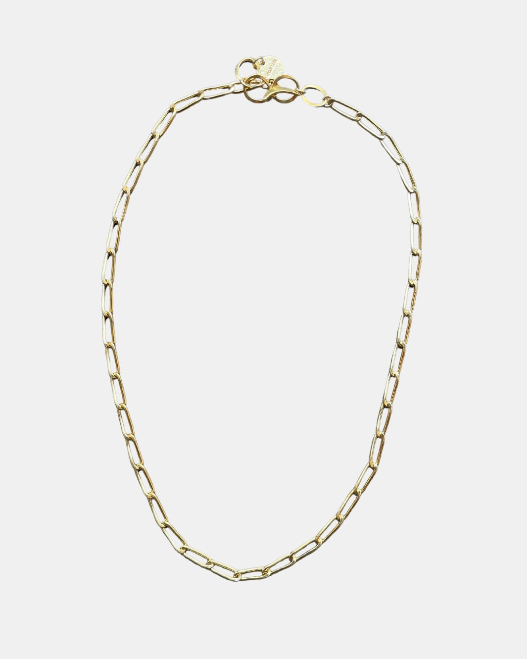 PAPERCLIP CHAIN NECKLACE IN YELLOW GOLD - Romi Boutique