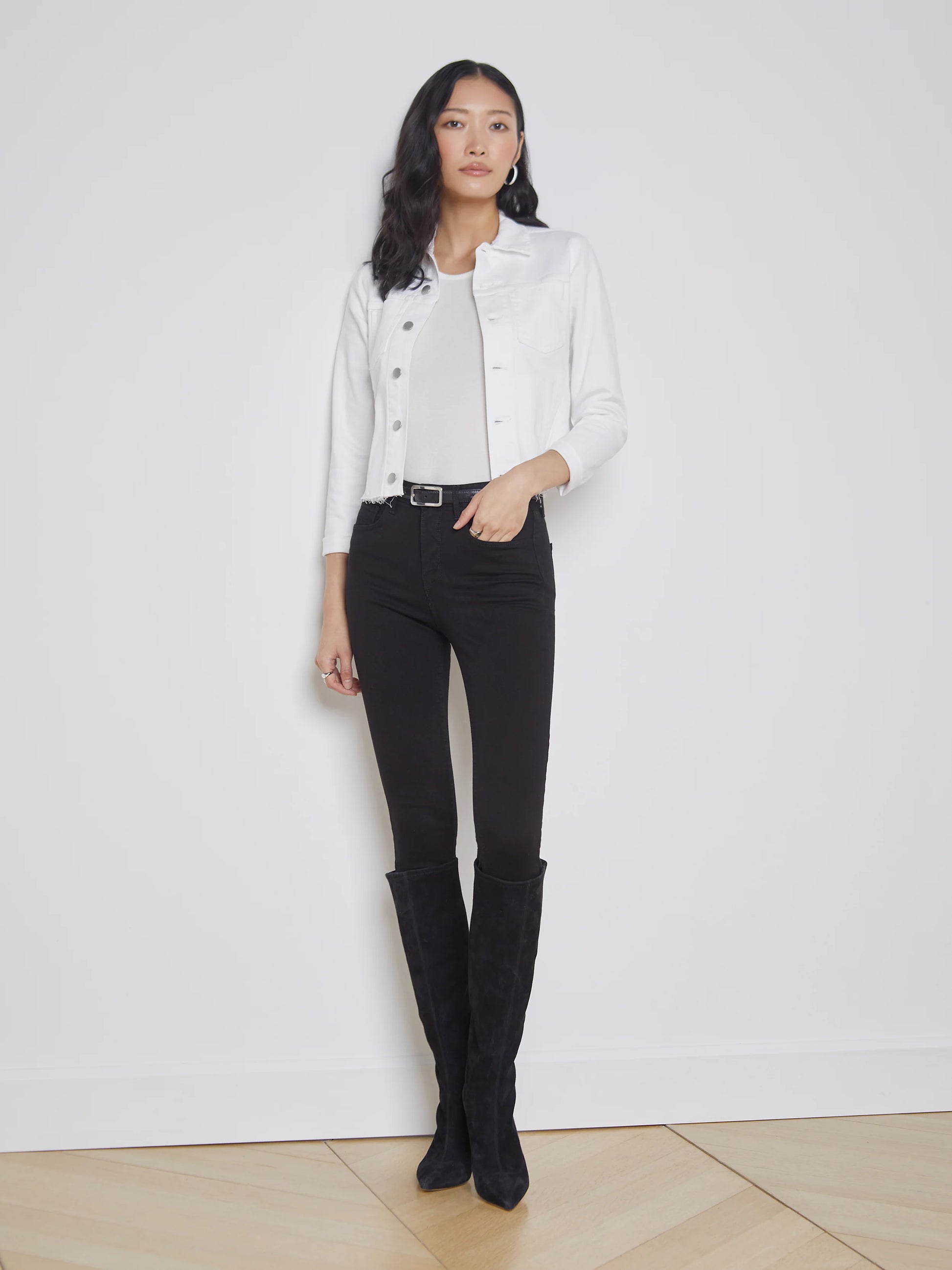 L'Agence Janelle Slim Raw Jacket at Romi Boutique