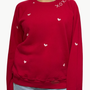 "XOXO" WITH WHITE HEARTS CREW SWEATSHIRT IN RED