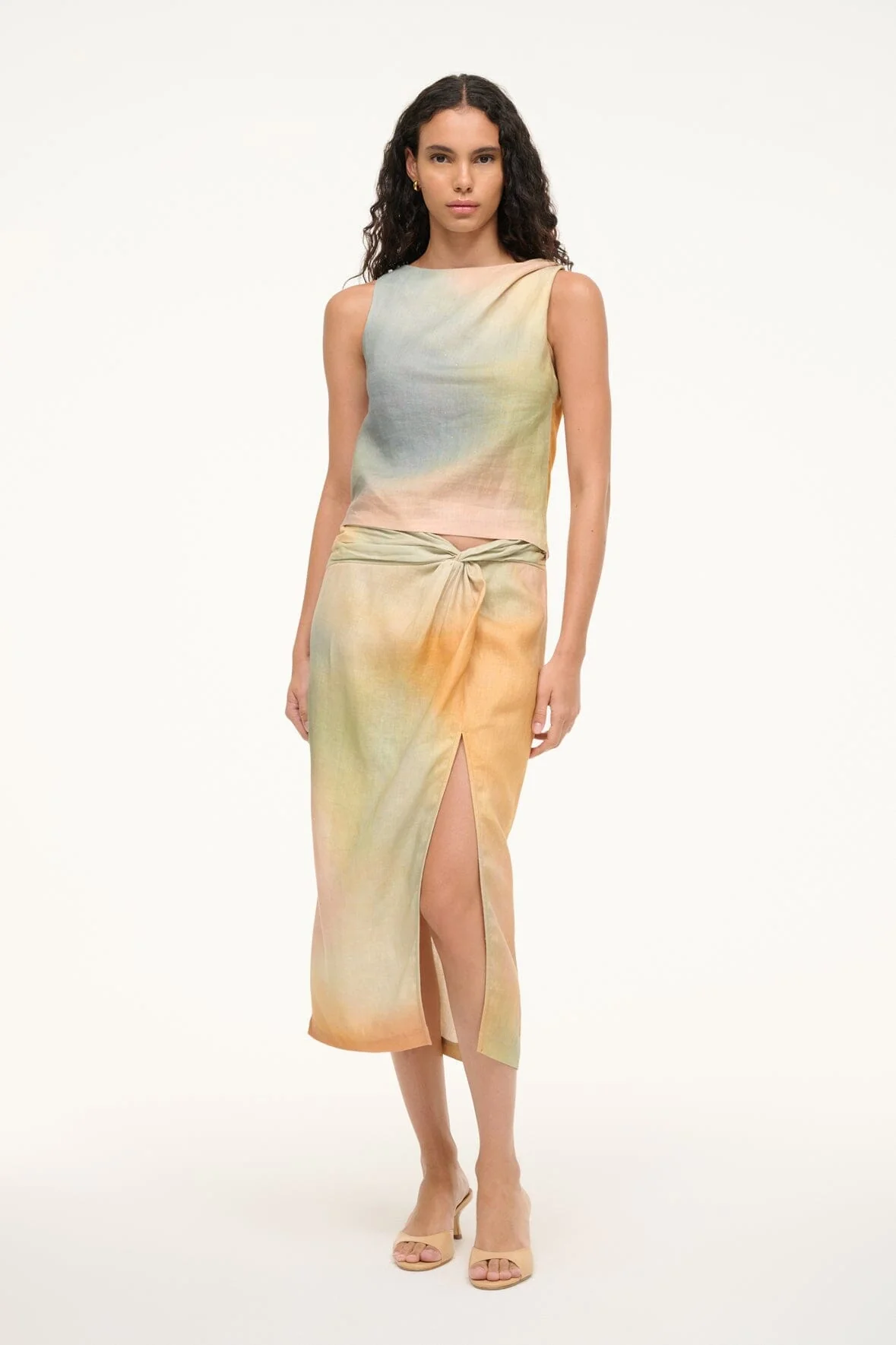 PORTO LINEN SKIRT IN PASTEL CLOUDS