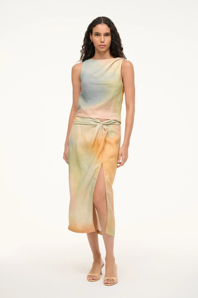 PORTO LINEN SKIRT IN PASTEL CLOUDS
