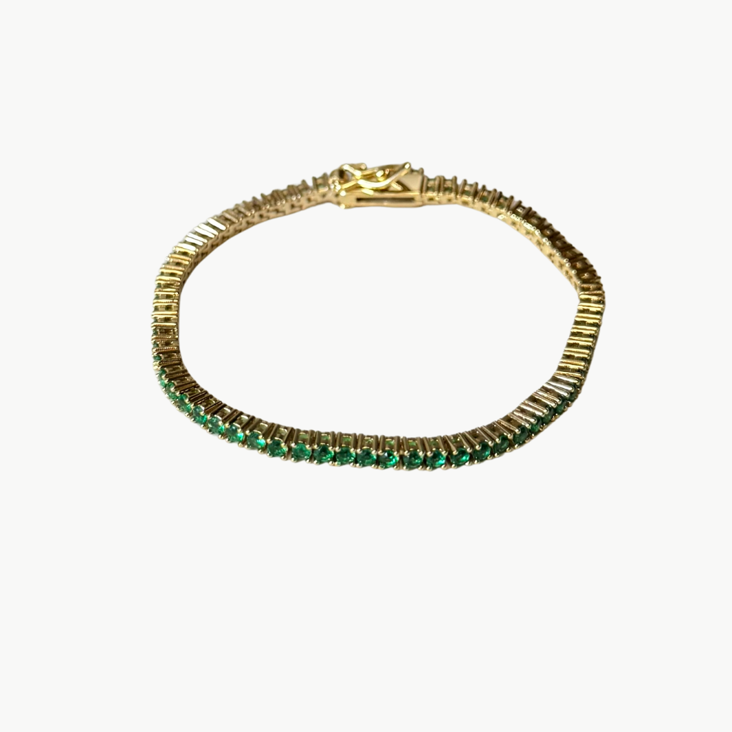 Alexa Leigh EVERYDAY TENNIS BRACELET IN GREEN/YELLOW GOLD at Romi Boutique
