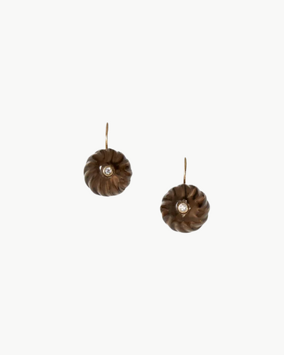 14K PUMPKIN EARRINGS IN SMOKEY QUARTZ MIX