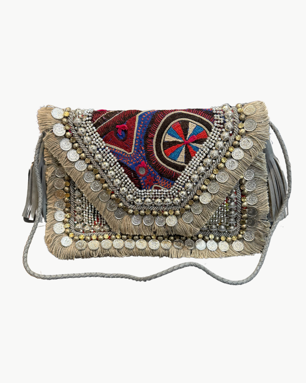 BANJARA CLUTCH IN LIGHT GREY - Romi Boutique
