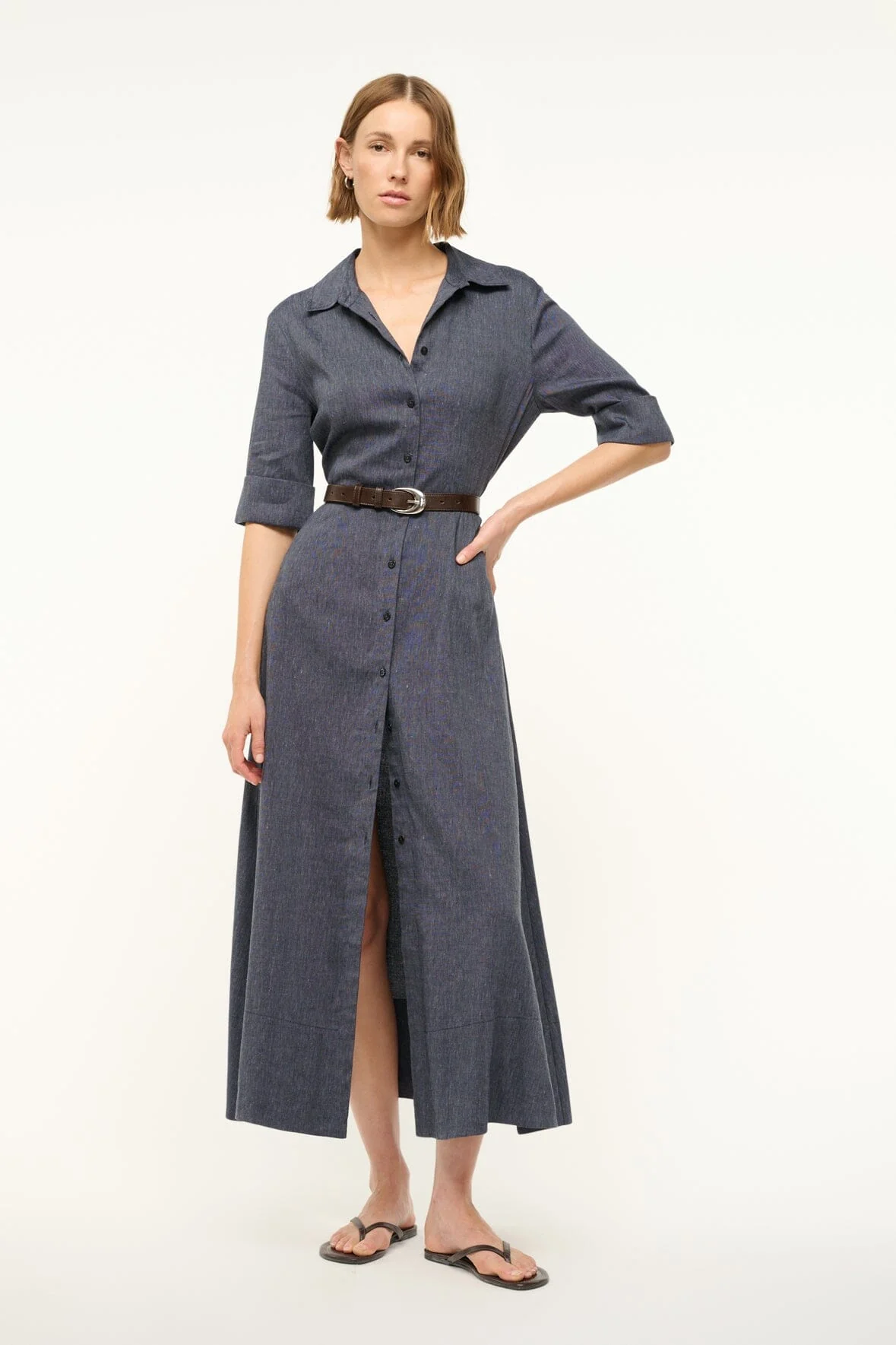 JOAN LINEN DRESS IN CHAMBRAY