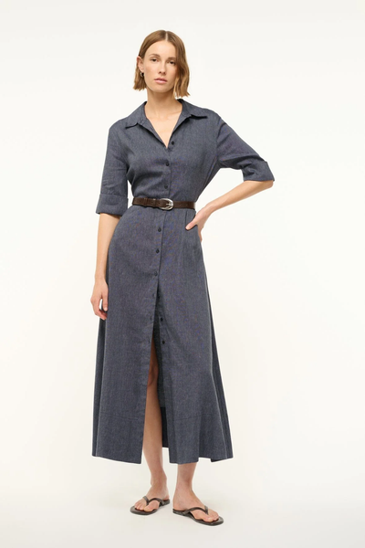 JOAN LINEN DRESS IN CHAMBRAY
