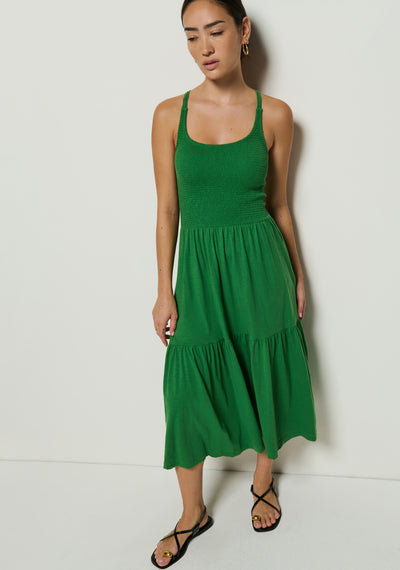 PENELOPE CROSS BACK MIDI IN GREEN LAWN