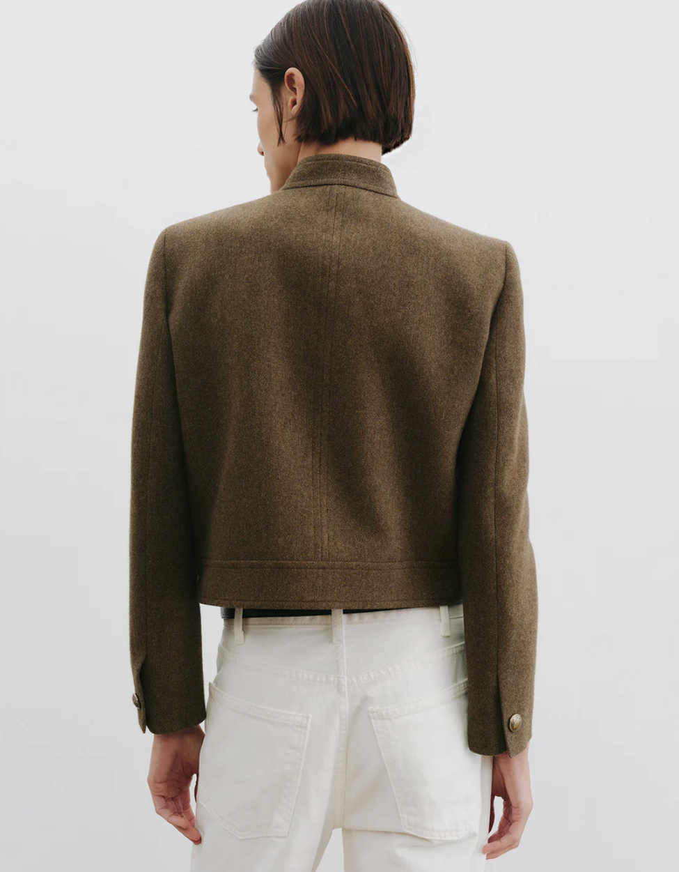 HADLEY CROPPED JACKET IN MOSS GREEN