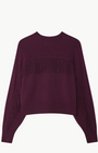 White & Warren Cashmere Blend Luxe Fringe Crewneck at Romi Boutique