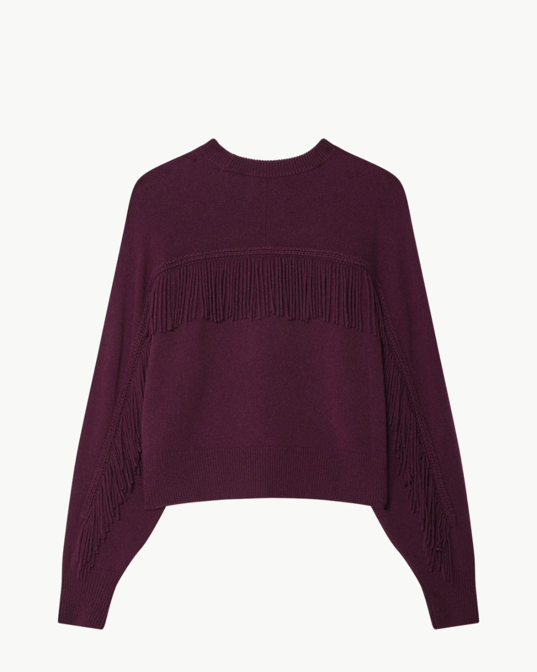 White & Warren Cashmere Blend Luxe Fringe Crewneck at Romi Boutique