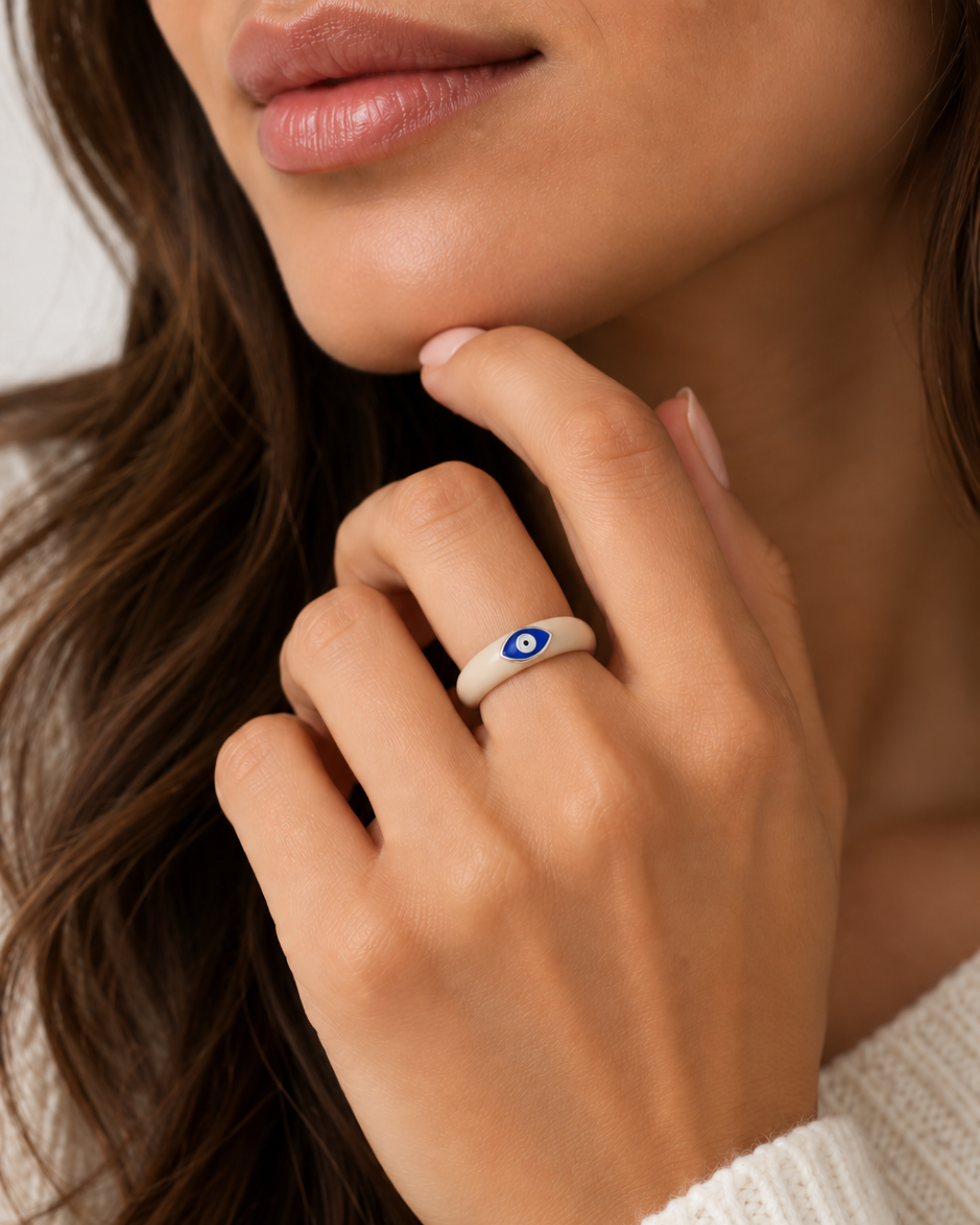 Casual Carats Enamel Evil Eye Silicone Ring at Romi Boutique