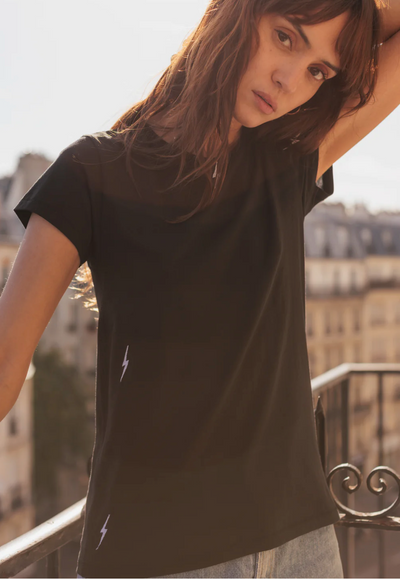BOLT EMBROIDERED T-SHIRT IN BLACK