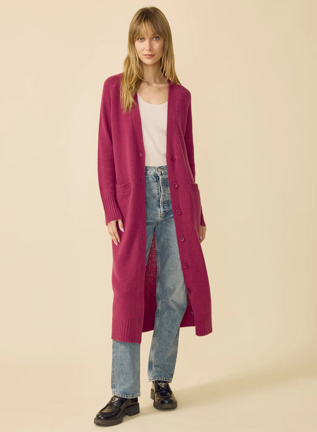 MORGAN CASHMERE DUSTER IN MULBERRY - Romi Boutique