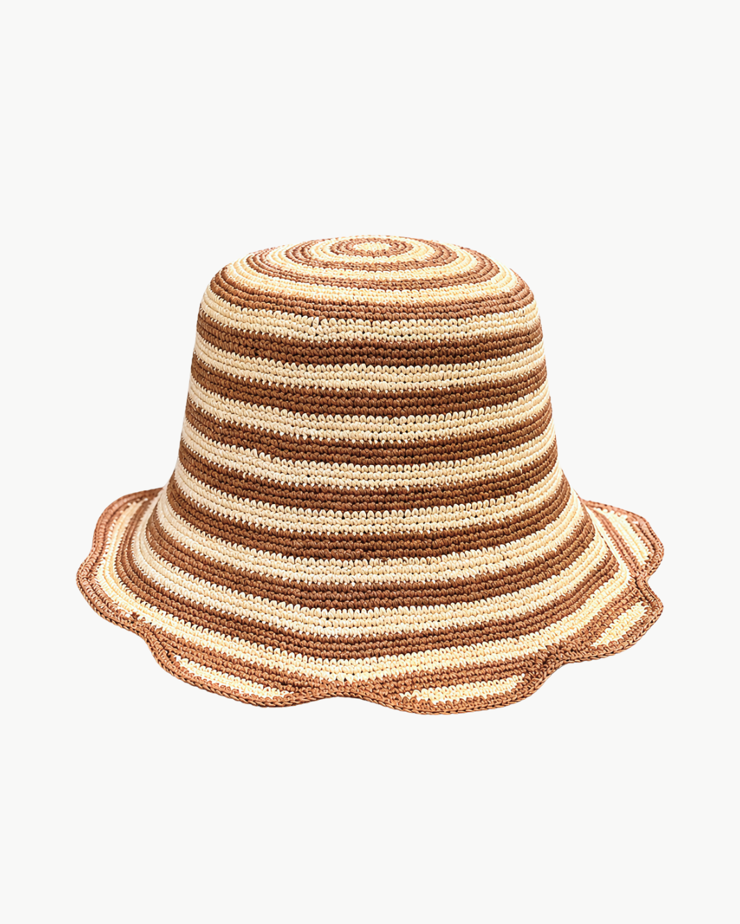 Freya Striped Scallop Crochet Bucket Hat at Romi Boutique