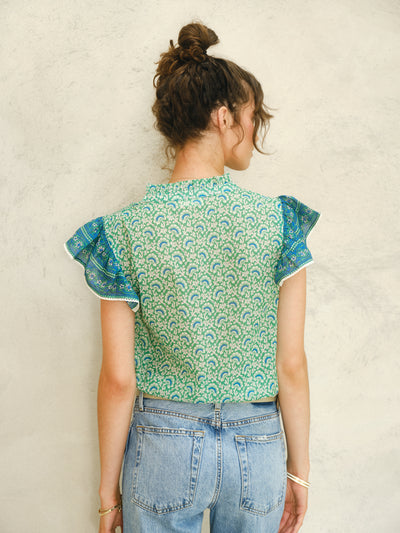 DANA PRINT TOP IN GREEN
