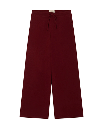 MERINO WIDE LEG JOGGERS IN BURGUNDY - Romi Boutique