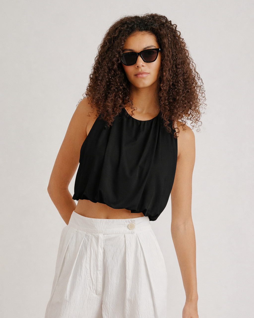 WHITNEY SANDWASH CROPPED BALLOON TANK by Sablyn - Romi Boutique