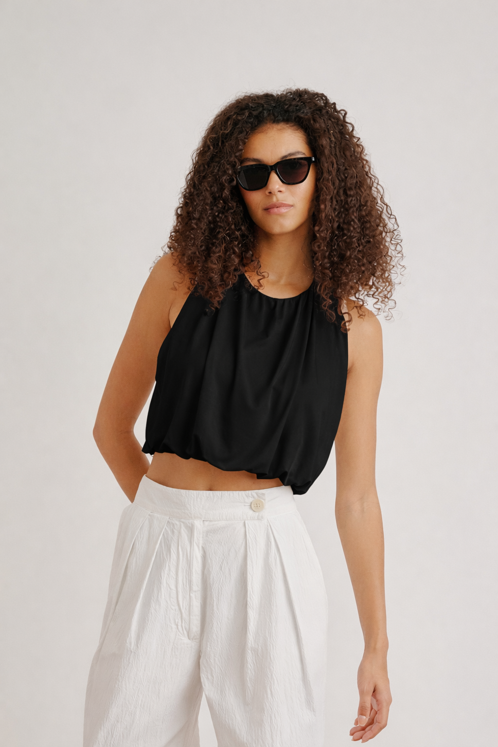 Sablyn WHITNEY SANDWASH CROPPED BALLOON TANK at Romi Boutique