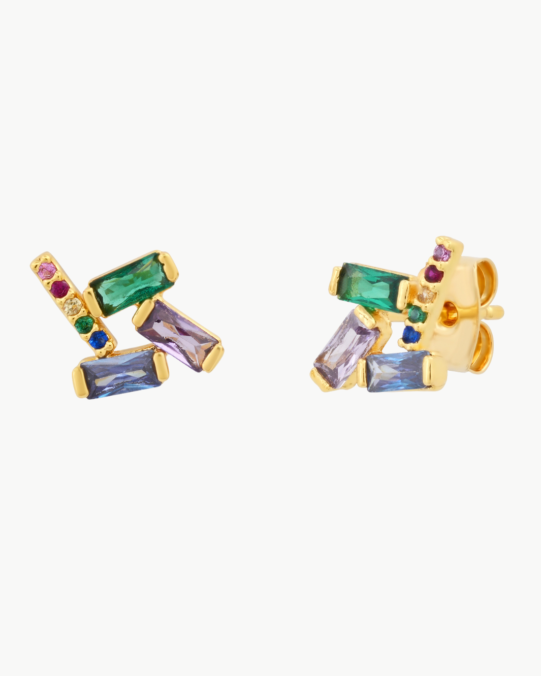MULTI-COLORED GEOMETRIC CZ STUD