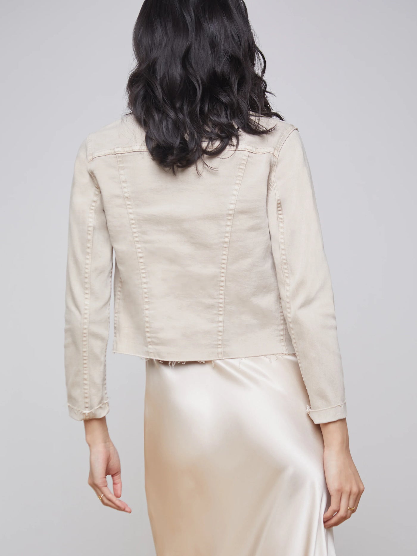 JANELLE SLIM RAW JACKET IN BISCUIT - Romi Boutique