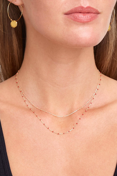 ENAMEL BEAD NECKLACE IN POPPY RED - Romi Boutique