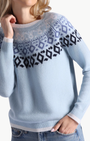 Minnie Rose CASHMERE FAIR ISLE CREW NECK W/ TIPPING at Romi Boutique