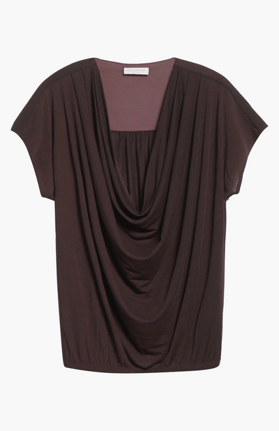 DOROTHY KNIT COWL NECK TOP IN BLACKBERRY
