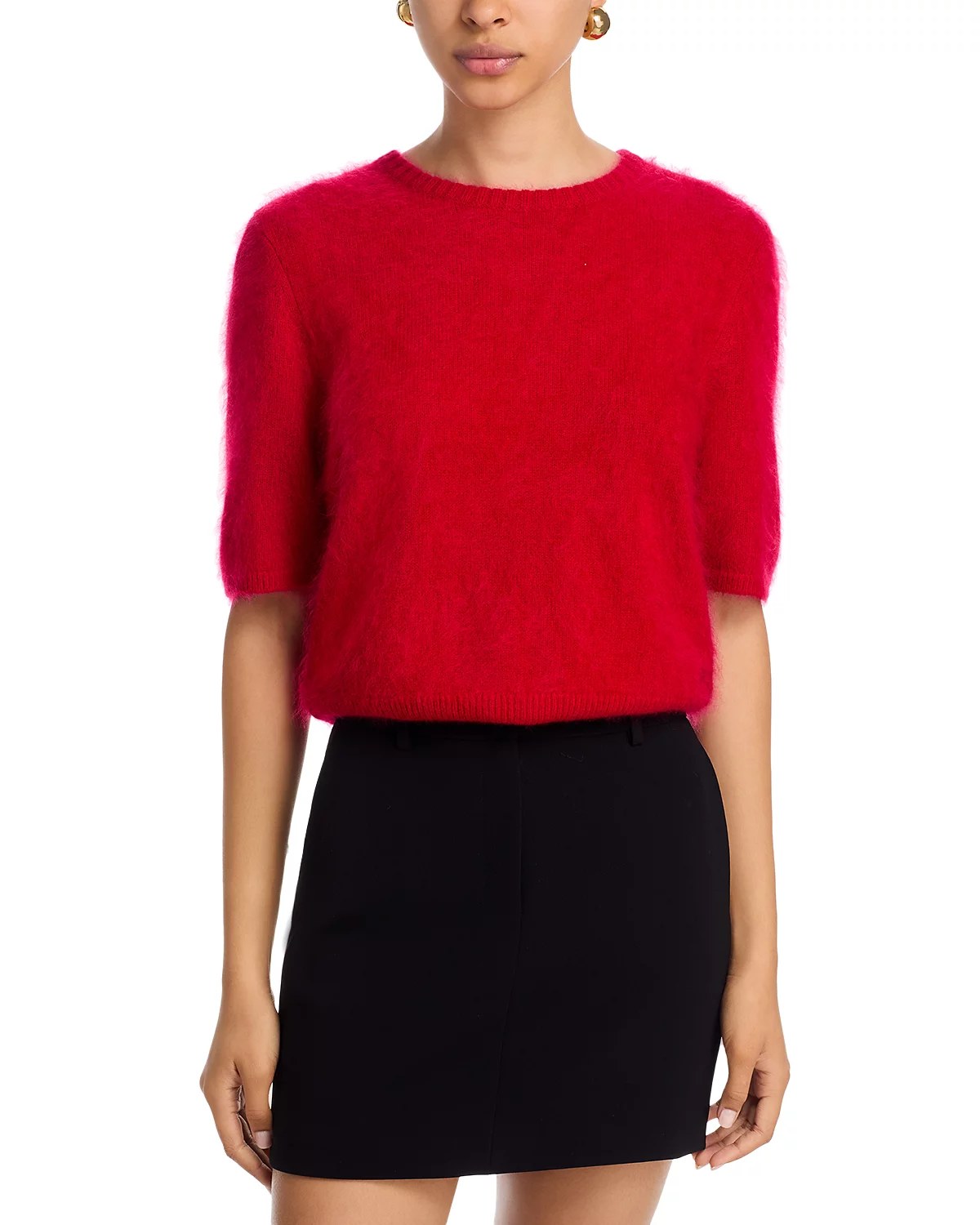 JADA BRUSHED SHORT-SLEEVE CREWNECK IN RED