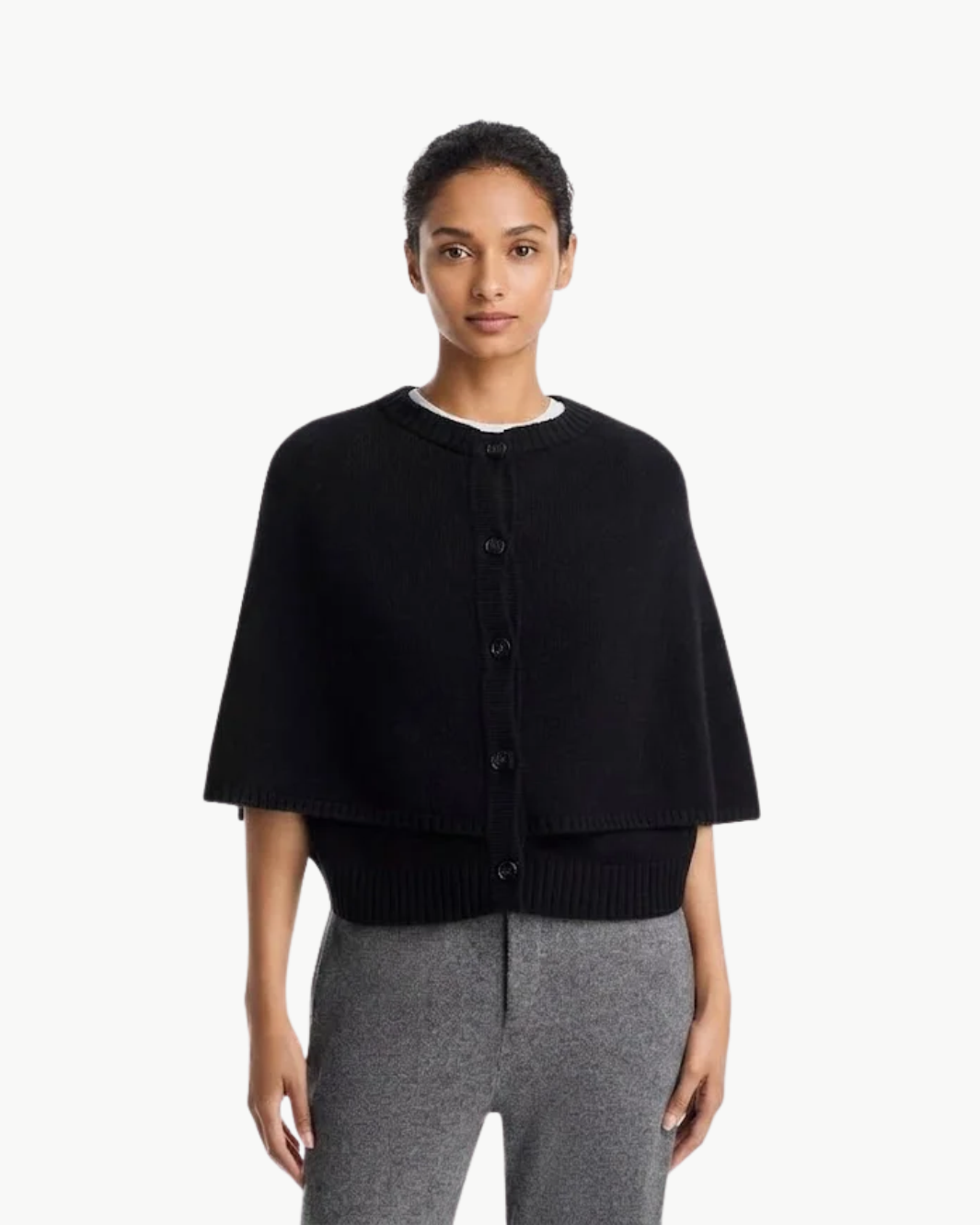 Lisa Yang Quinnie Cashmere Button Front Cape at Romi Boutique