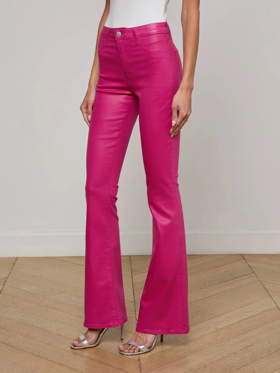 MARTY HIGH RISE FLARE JEAN IN PINK COATED