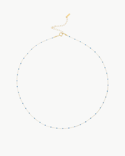 ENAMEL BEAD NECKLACE IN STONE BLUE