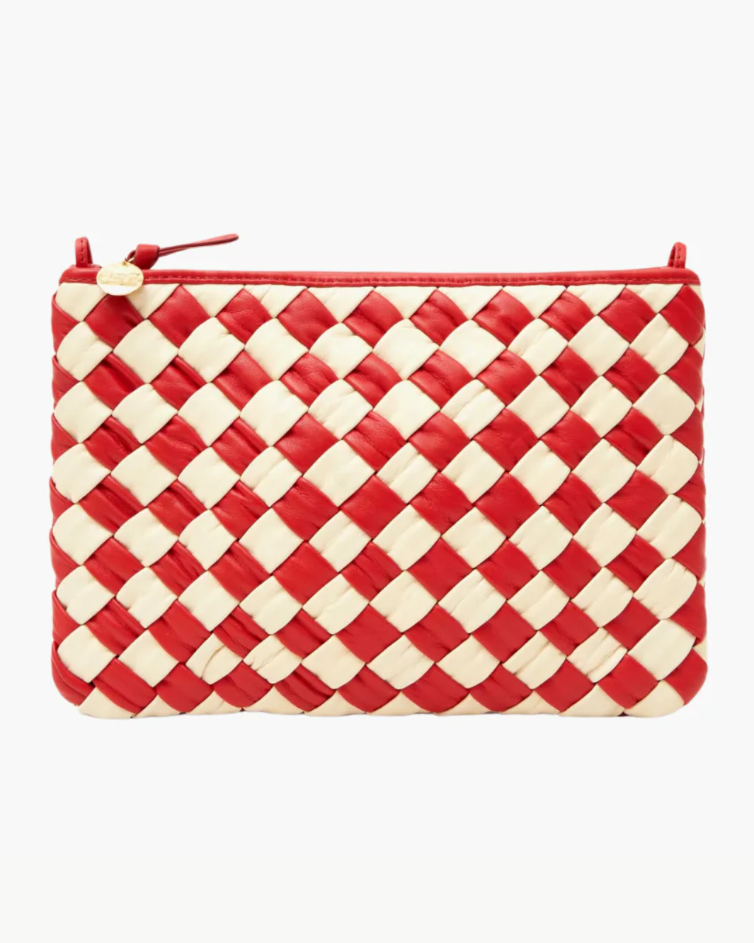 FLAT CLUTCH IN ROSSA AND CREAM PUFFY WOVEN NAPPA