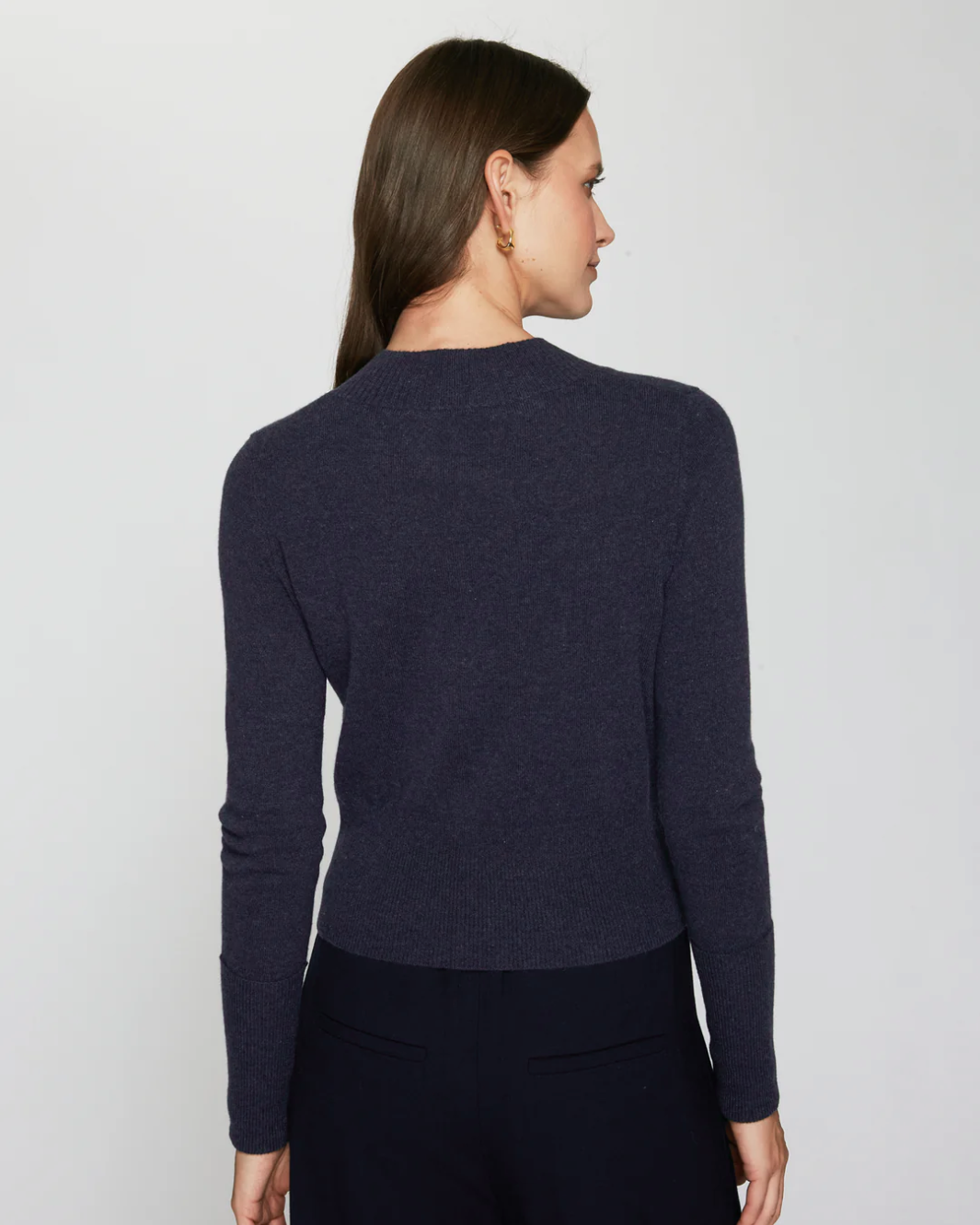 V NECK WITH HIGH CUFFS IN INK - Romi Boutique