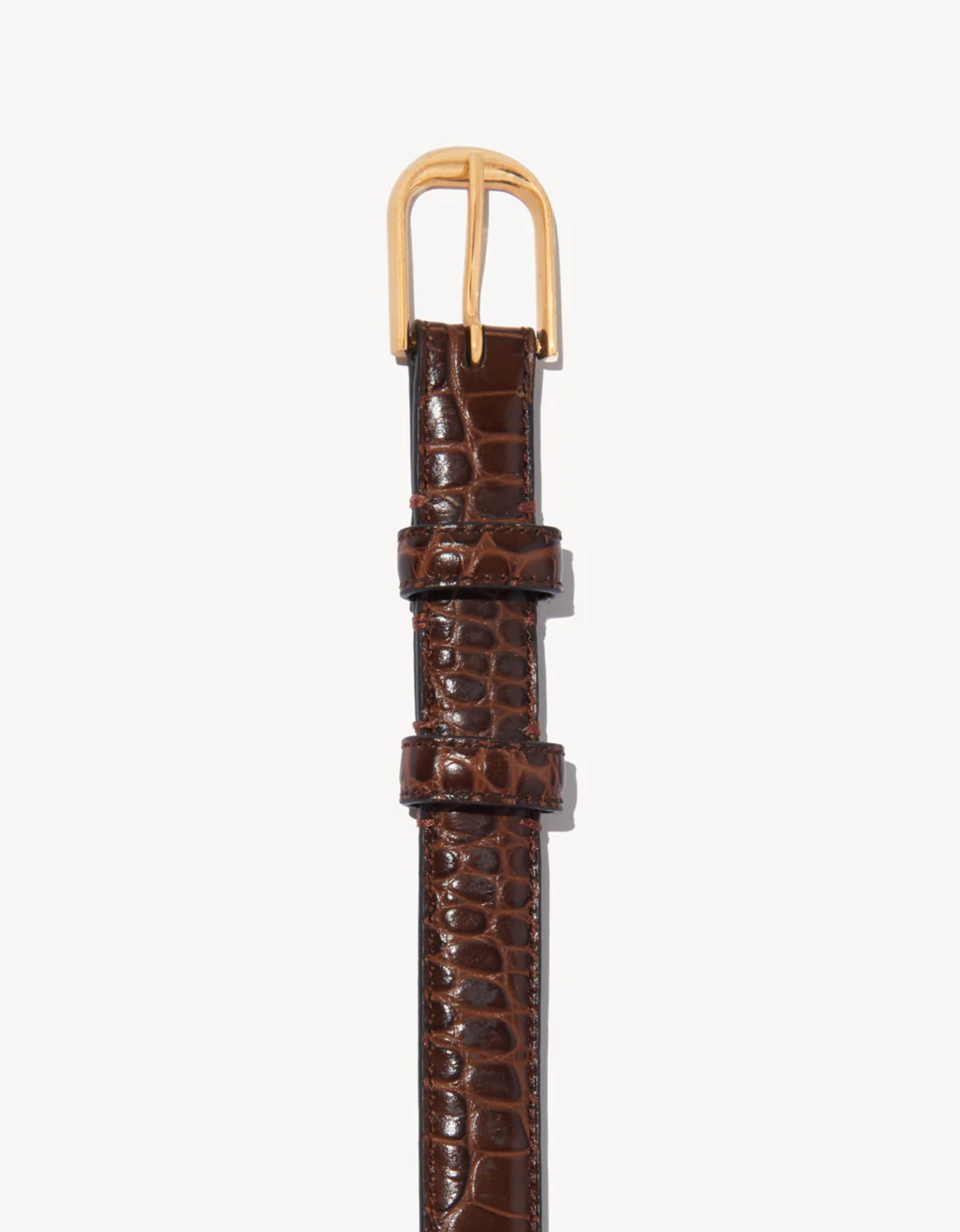 JANE BELT IN DARK BROWN CROC WITH BRASS BUCKLE
