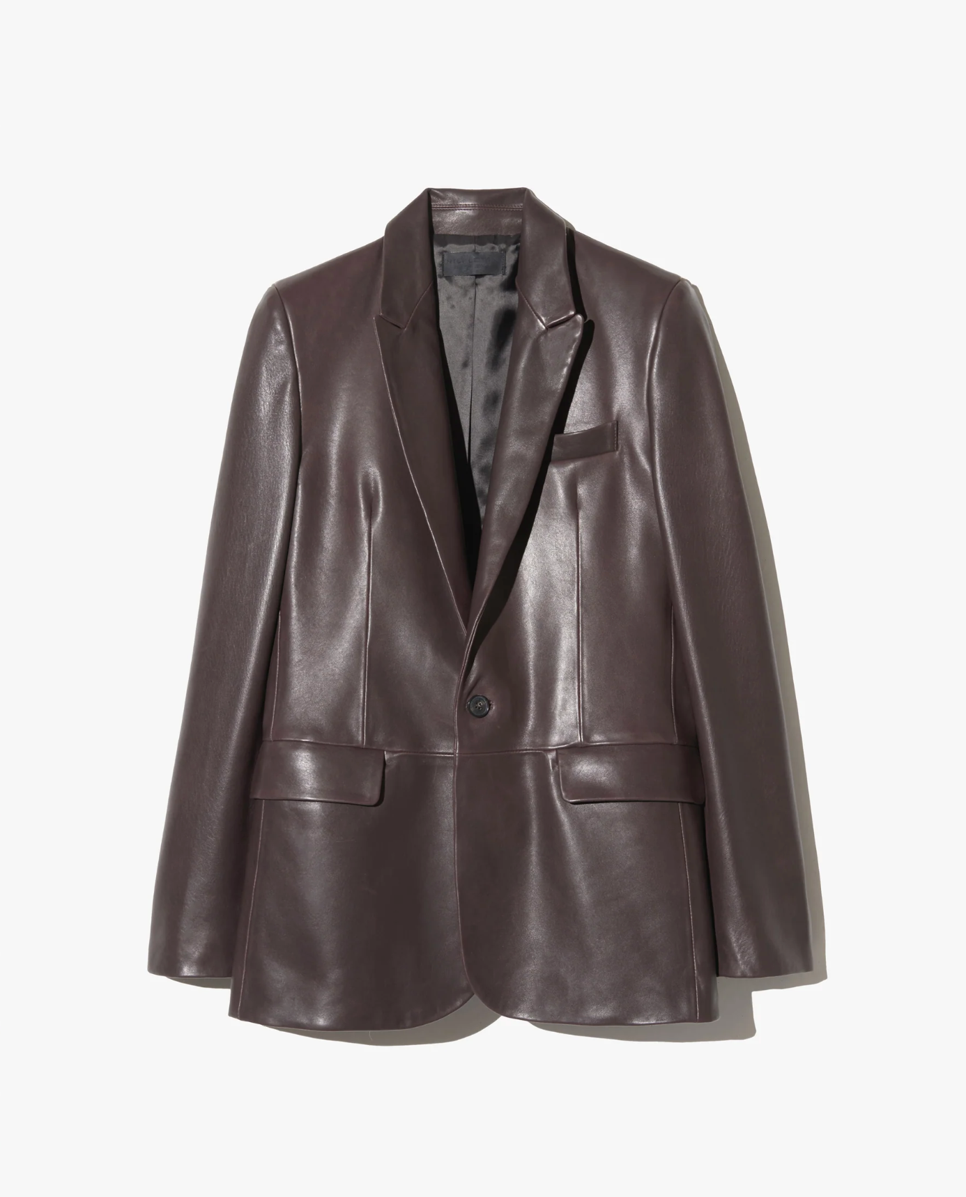 BELMONDE LEATHER TAILORED JACKET IN BORDEAUX