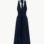 Sabine Scarf Tie Satin Pleated Gown