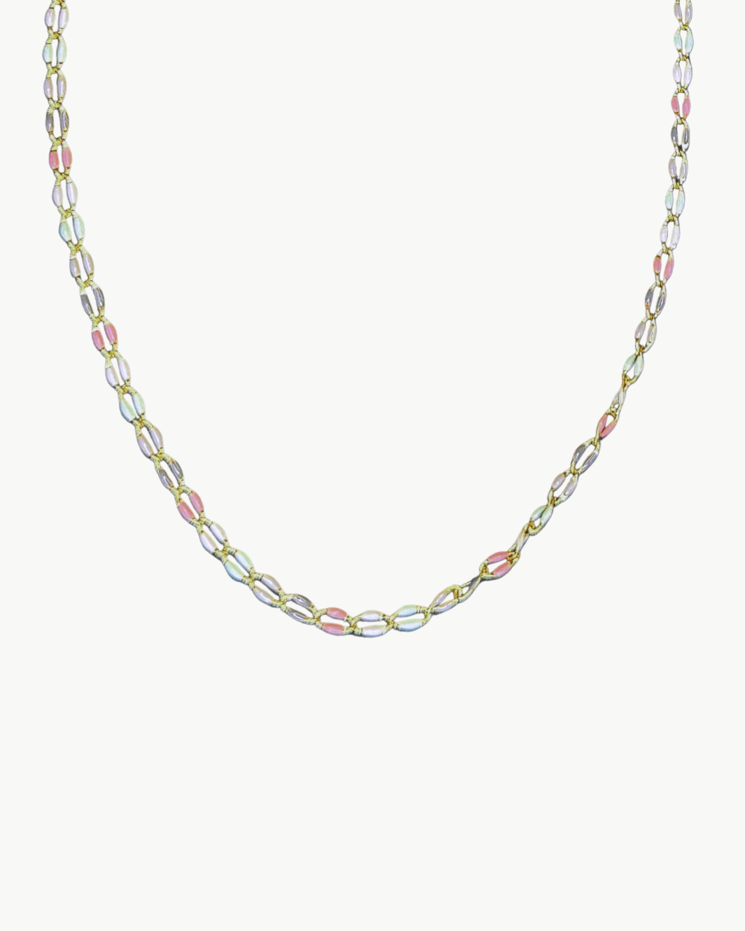 OVAL LINK NECKLACE IN PEBBLE MULTI - Romi Boutique