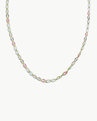 OVAL LINK NECKLACE IN PEBBLE MULTI - Romi Boutique