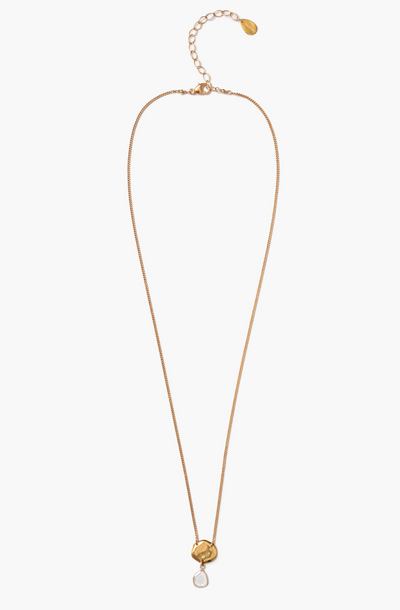 FLAT PEBBLE W/ SLICE NECKLACE IN YELLOW GOLD